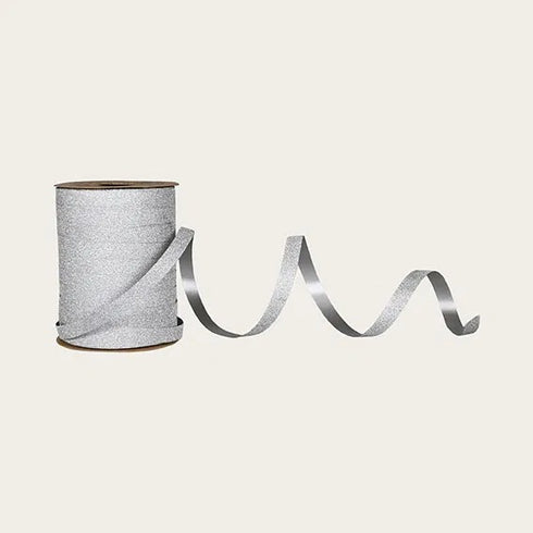Presentsnöre, Glitter, Silver, 100m/rll