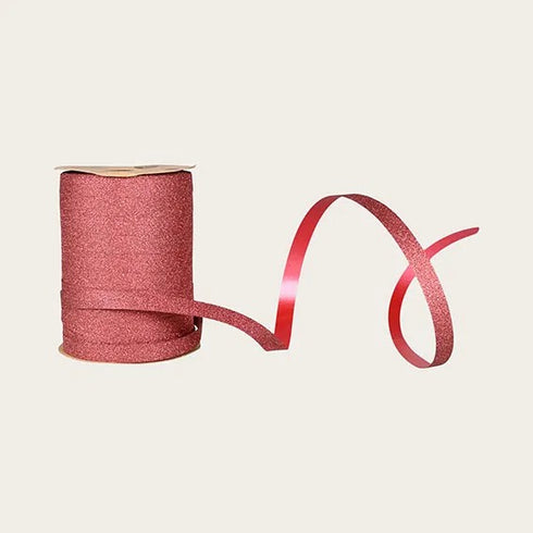 Presentsnöre, Glitter, Vinröd, 100m/rll