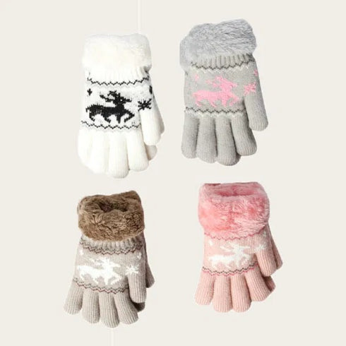 Handskar, Barnstorlek 5-8, Rosa/Grå/Vit/Taube, 4ass