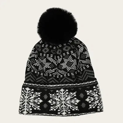 Mössa med stjärnmönster, H24cm Akryl, Svart