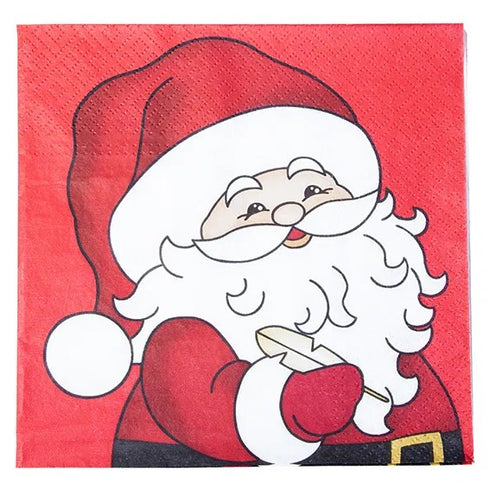 Servetter, 3-lags, Röd, Tomtefar