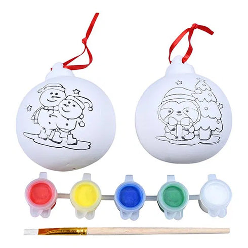 Gör det själv set - Julkula i keramik, H 7cm, 2st/box