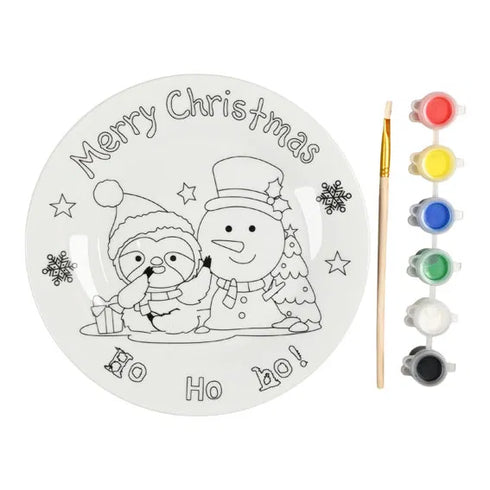 Gör det själv set - tallrik i keramik med tryck att färglägga, Dia. 18cm