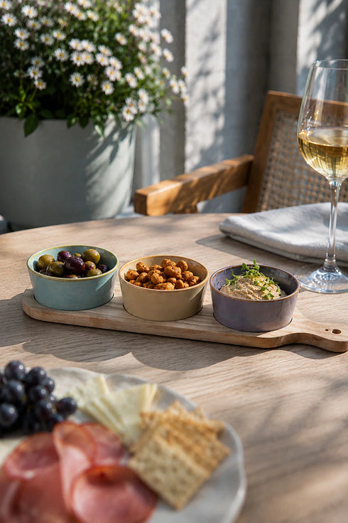 Tapas-servis, bricka med 3 tallrikar