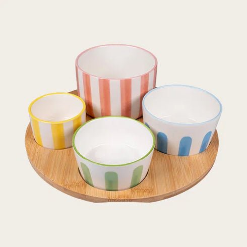 Tapas set with tray, Dia. 23cm, Porcelain, 5/set