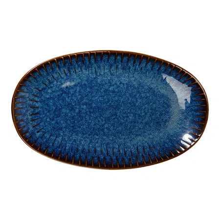 Oval fat, 2,5xW28xD17,2cm Keramik, Blå