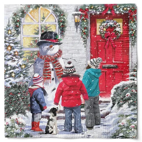 Servetter, 3-lags, Snögubbe & Barn, Cosy Christmas