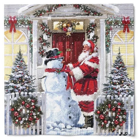 Servetter, 3-lags, Tomte & Snögubbe, Cosy Christmas