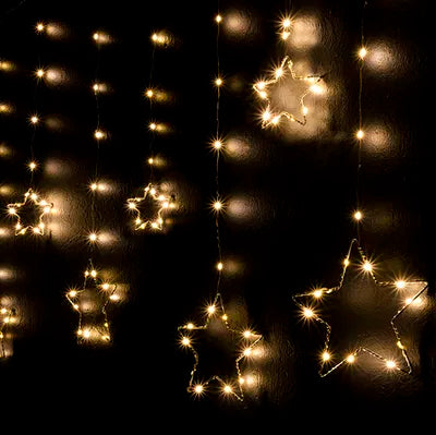 Ljusridå 150 LED, 5 stora & 5 små stjärnor, L 5m