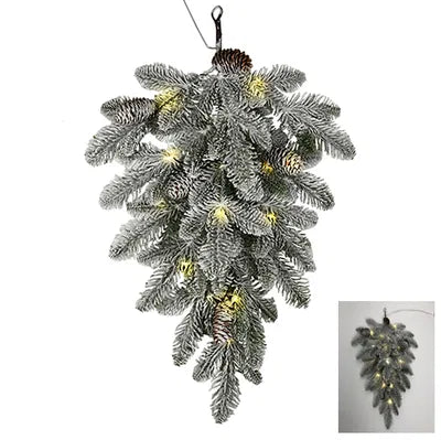 Gren med 15 LED, snöeffekt, H 55cm, Varmvit