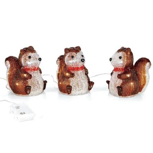 Ekorrar med LED, H 15cm, Bruna