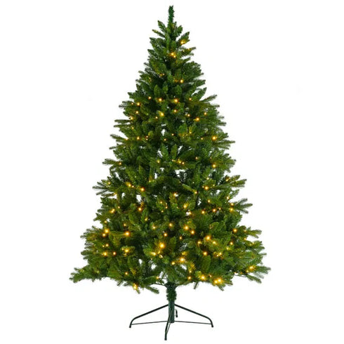 Konstgjord julgran m LED 150 st, H 150cm, Dia. 10, Grön