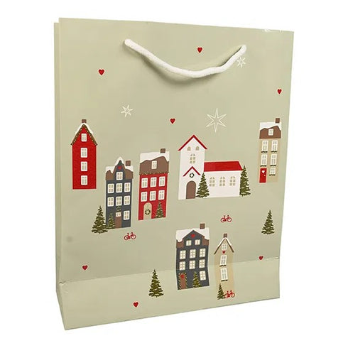 Presentpåse, Winter City, H 32cm