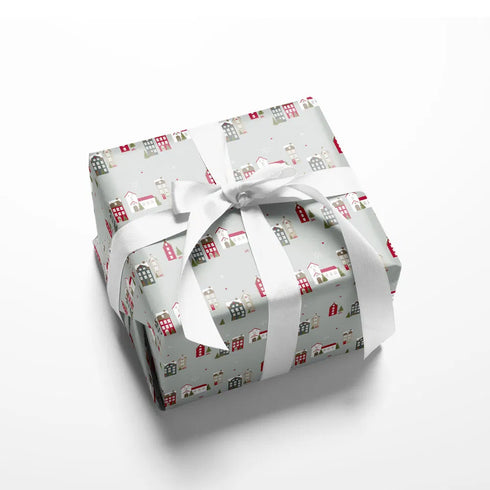 Presentpapper - "Winter City" - 5 m - grön