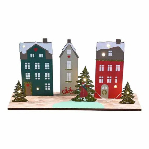Vinterstad, Hus fördekoration med LED, H 10,7cm