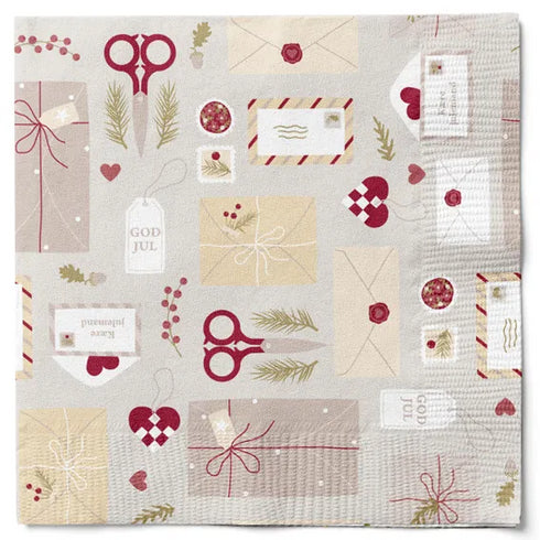 Servetter, 3-lags, Beige, Paketinslagning