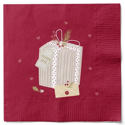 Servetter, 3-lags, Röd, Julpaket