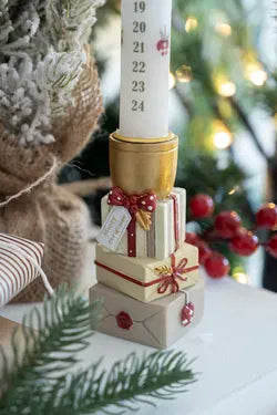 Ljusstake, H10cm, Polyresin, Beige