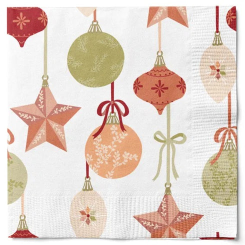 Servetter, 3-lags, Vit, Julkulor, BoHo