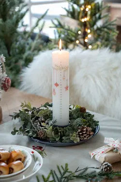 Kalenderljus 1-24, Boho, H25cm, Paraffin, Vit