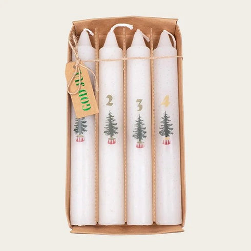 Adventsljus, H 17,5cm, 4/varianter/set, Vit