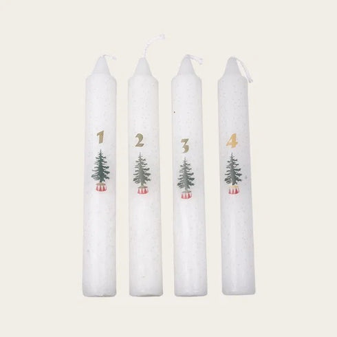 Adventsljus, H 17,5cm, 4/varianter/set, Vit