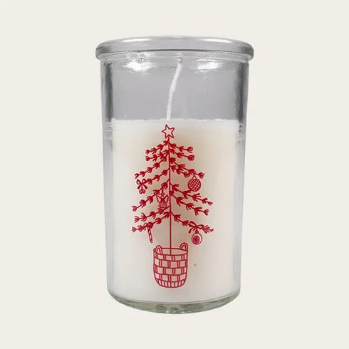 Ljus i glas, Gran, Christmas JOY, H10cm, Vit