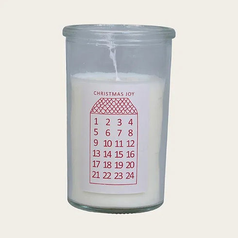 Ljus i glas, Christmas JOY, H10cm, Vit