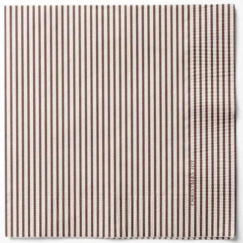 Servetter, 3-lags, Vit/Beige-Randig, Christmas Joy