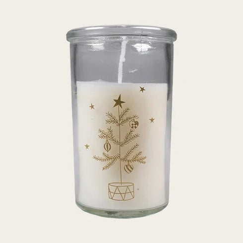 Ljus i glas, Gran, Christmas JOY, H10cm, Vit