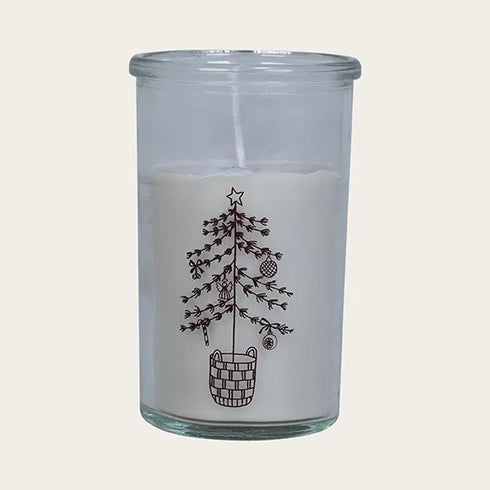 Ljus i glas, Christmas JOY, H10cm, Vit