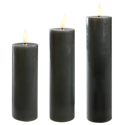 LED-vaxljus, 3/set H15/17,5/20cm, Grön