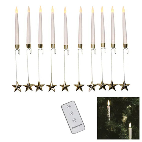 LED-ljus, julgransljus stjärna, H 15,2cm, Fjärrkontroll, Vit