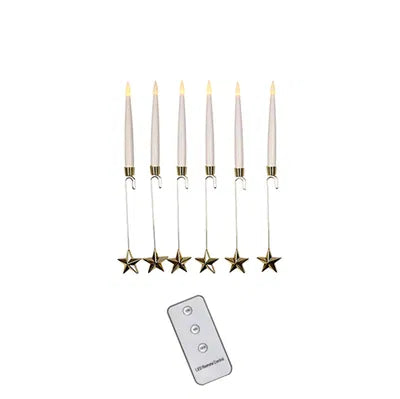 LED-ljus, julgransljus stjärna, H 15,2cm, Fjärrkontroll, Vit