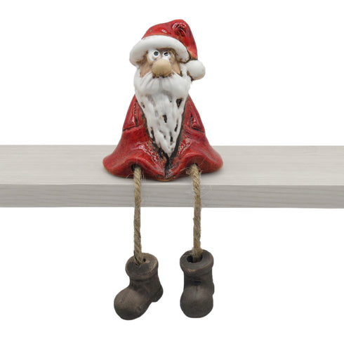 Tomte m. hängande ben, H 10cm, Röd
