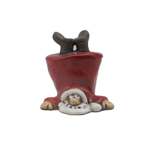 Tomte står på näsan, H 7,5cm, Röd