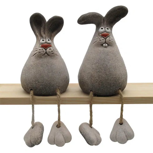 Påskharar, H 13,9cm , Stengods, Grå/vit, 2ass