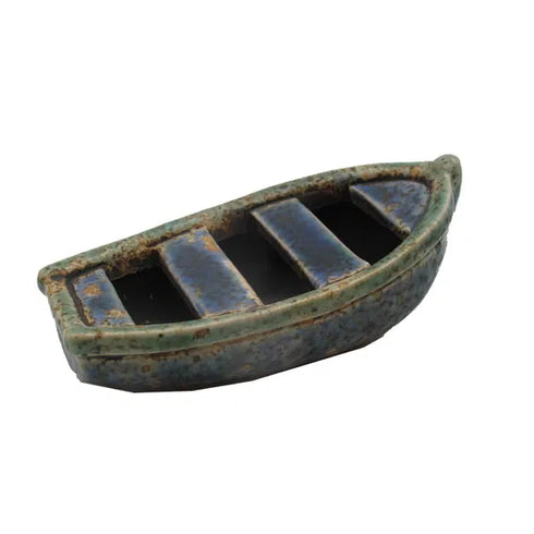 Båt för dekoration - Stengods, 10cm, Blå
