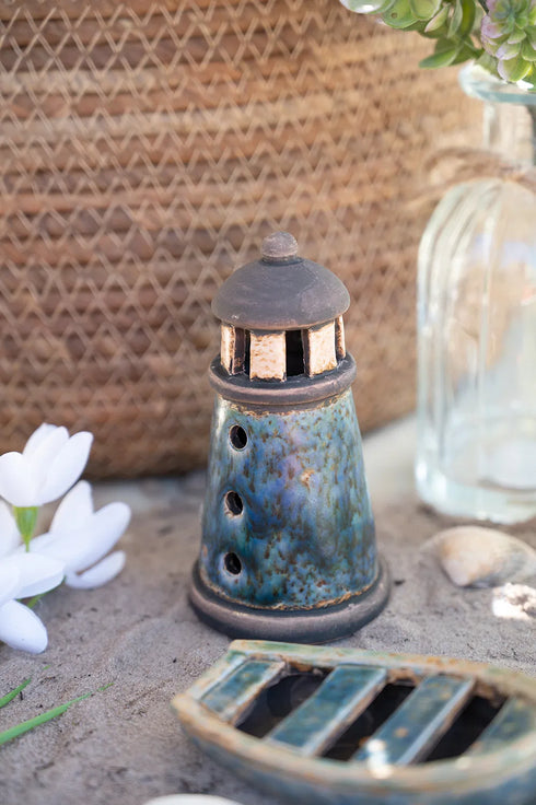 Lighthouse Candle Holder for decoration, w/LED Lamp, H11cm