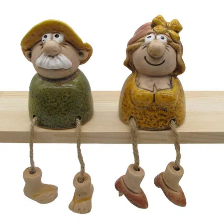 Figurer i stengods, H8,8cm 2ass, Grön