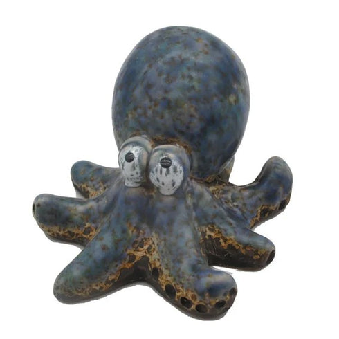 Ceramic octopus for decoration, H8.5cm, Blue