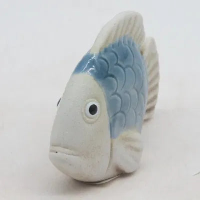 Fisk, H 6,4 cm, Stengods, Blå