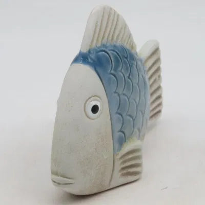 Fisk, H 9,9 cm, Stengods, Blå