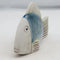 Fisk, H 12,4 cm, Stengods, Blå
