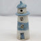 Lighthouse with light for decoration, H 16.5 Stoneware, Blue