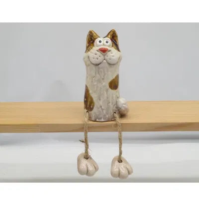 Katt, H 11,7 cm, Stengods, Vit