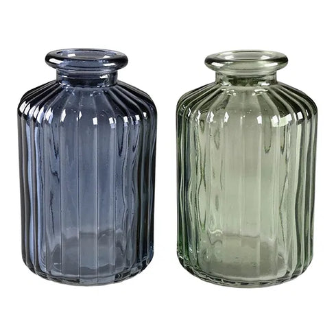 Vas, 10x6cm Glas, Grön och blå, 2ass
