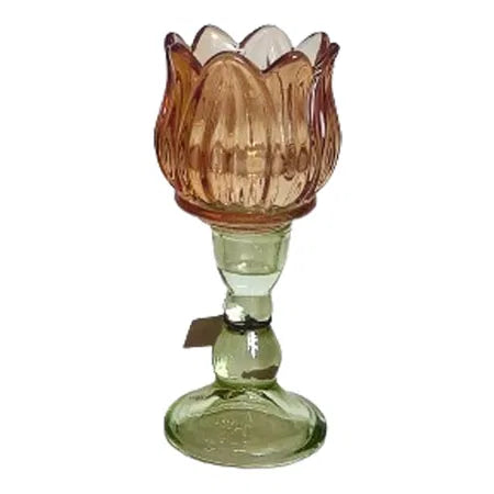 Ljusstake för värmeljus, brun Tulpan H15cm