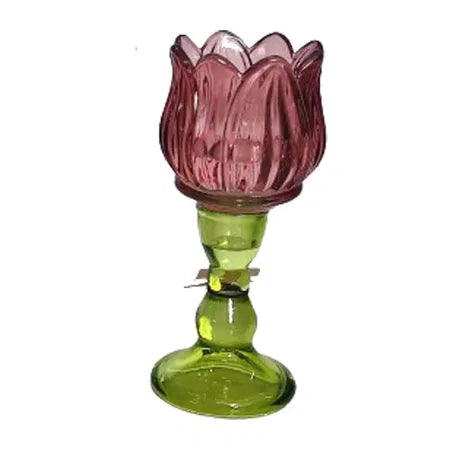 Ljusstake för värmeljus, lila Tulpan H 15cm