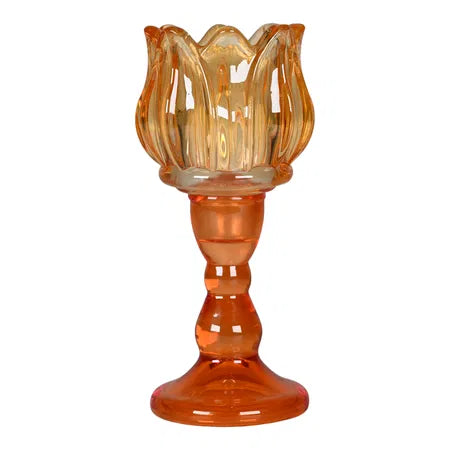 Ljusstake för värmeljus, brun Tulpan H 15cm